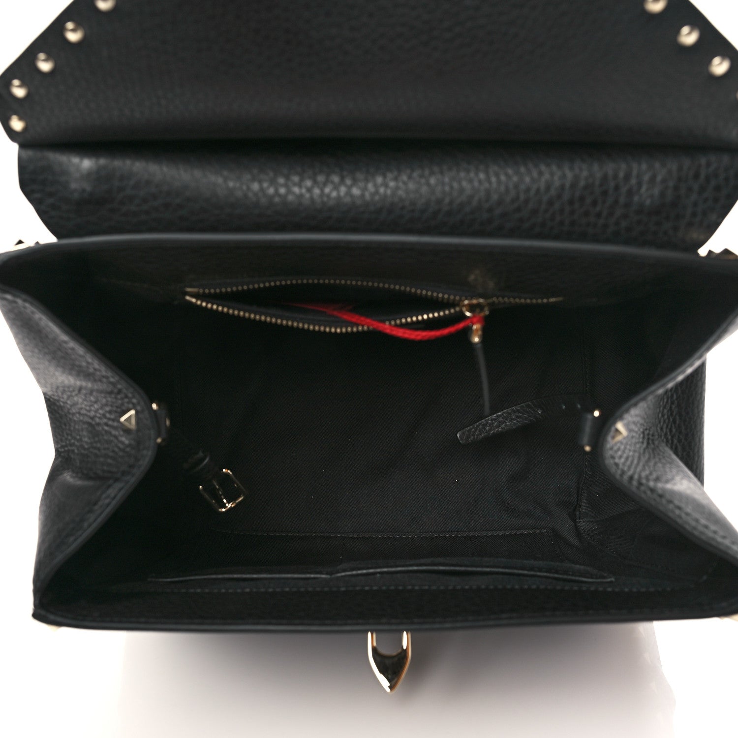 Valentino Garavani Grainy Calfskin Rockstud Single Handle Flap Bag Black 5 of 8