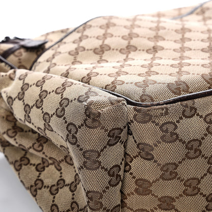 Gucci Monogram Natural Pigskin Large Diaper Bag Beige Ebony Cocoa Dark Chocolate 14 of 18
