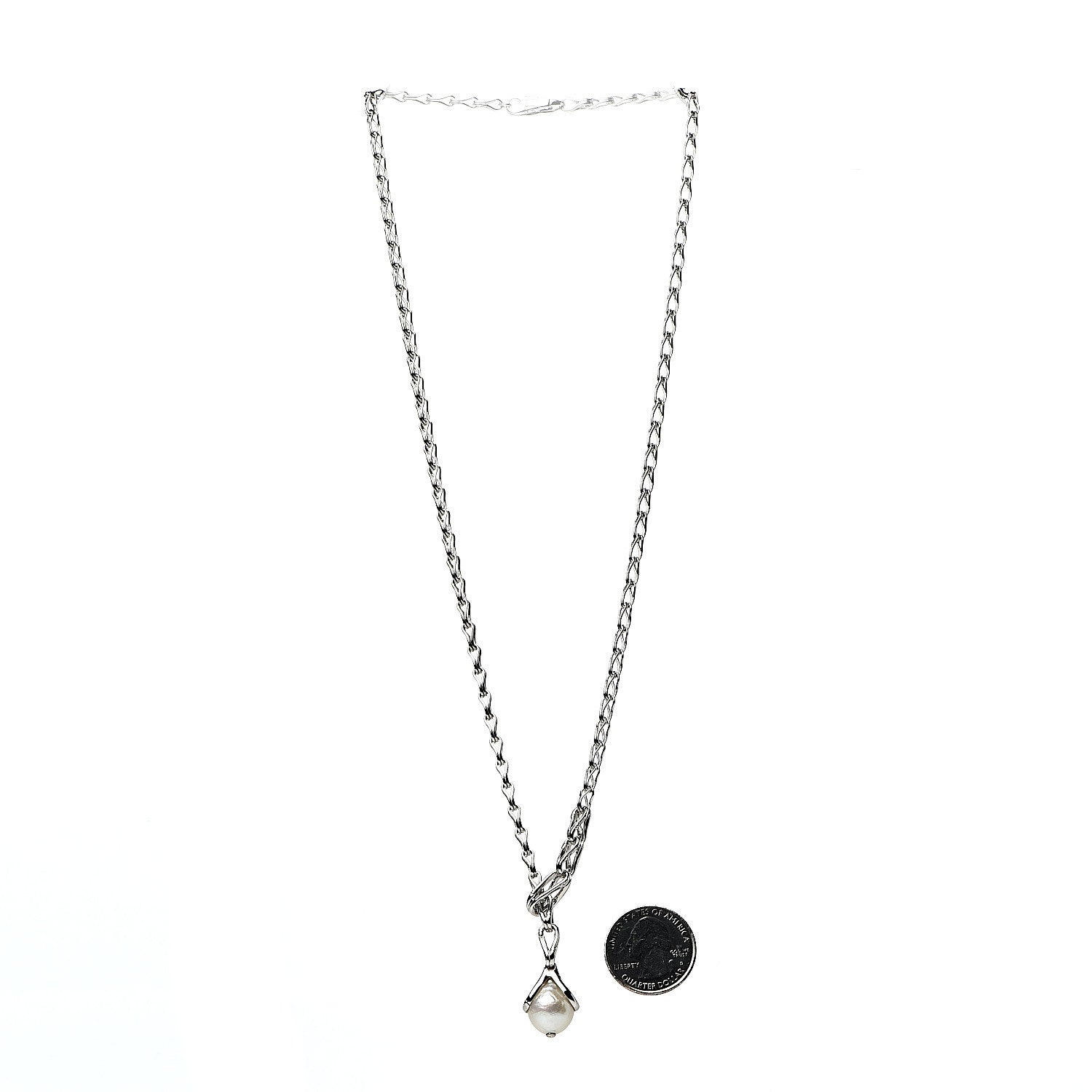 John Hardy Sterling Silver Pearl Bamboo Drop Lariat Necklace 3 of 5