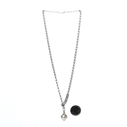 John Hardy Sterling Silver Pearl Bamboo Drop Lariat Necklace 3 of 5
