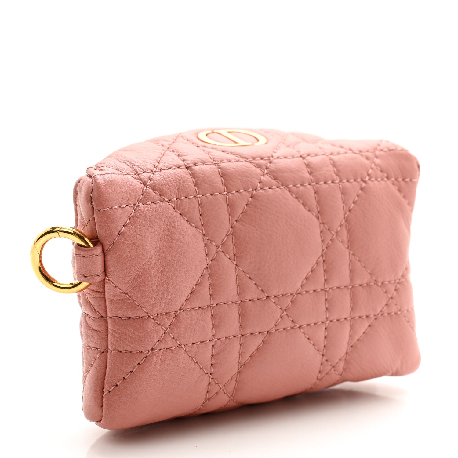 Christian Dior Supple Calfskin Cannage Caro Half-Moon Coin Purse Dark Nude 3 of 9