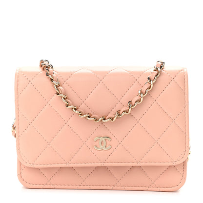Chanel Lambskin Quilted Mini Wallet On Chain WOC Light Pink 1 of 11