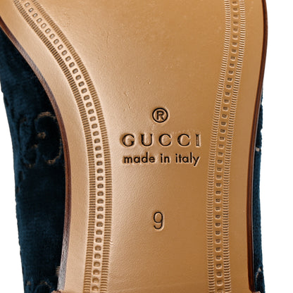 Gucci Velvet GG Monogram Horsebit Mens Jordaan Loafers 9 Blue Beige 6 of 9