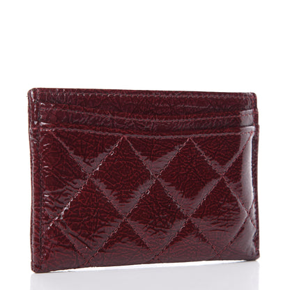Chanel Distressed Patent Quilted Card Holder Bordeaux 4 of 10