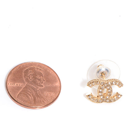 Chanel Crystal CC Earrings Gold 2 of 4