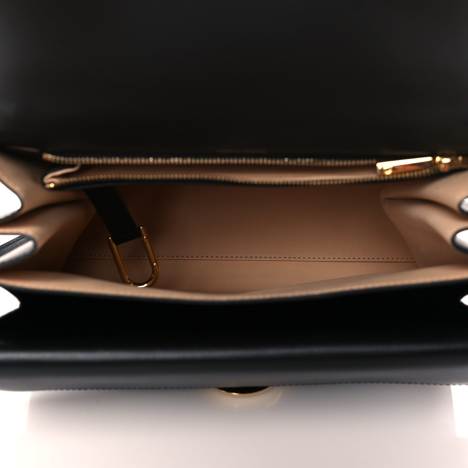 Delvaux Box Calfskin MM Brillant Pocket Satchel Black Red 6 of 10