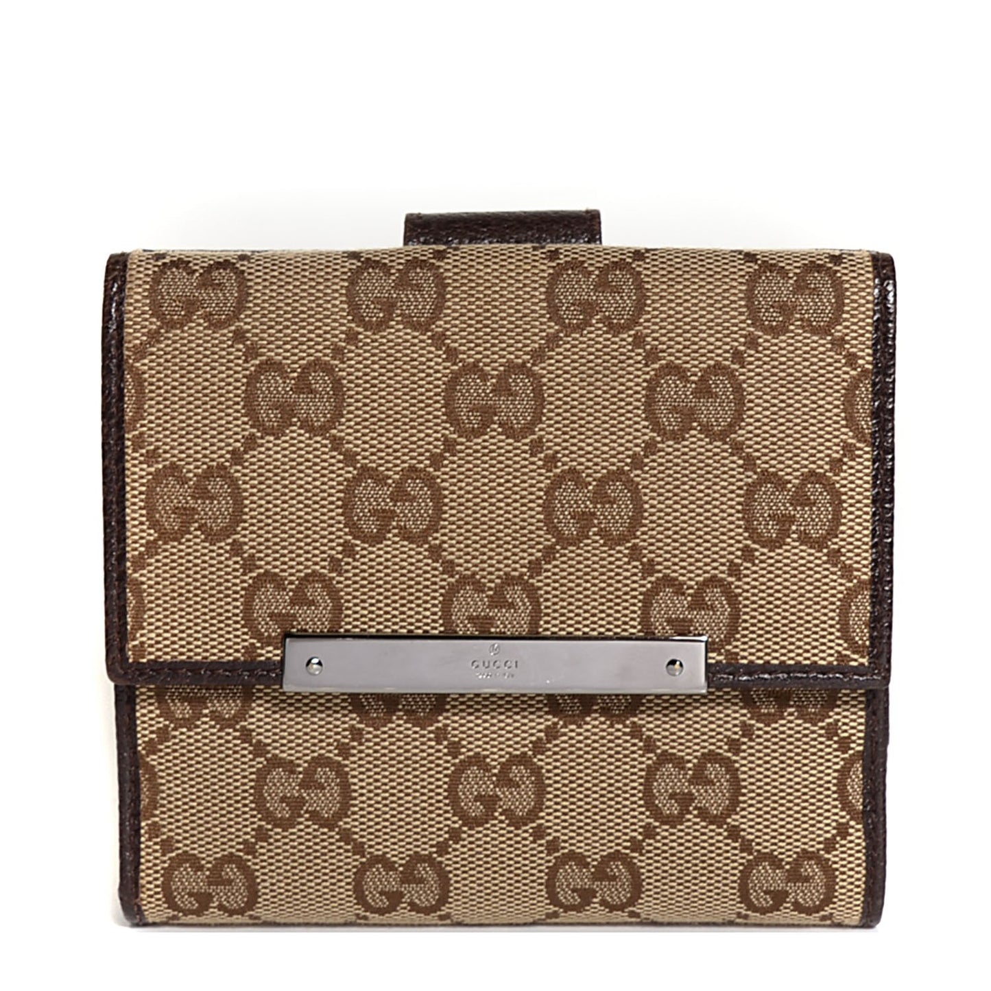 Monogram Metal Bar French Flap Wallet Beige Ebony Cocoa