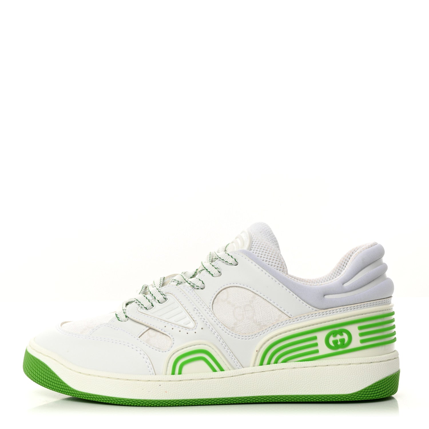 Gucci Demetra GG Supreme Monogram Womens Basket Low Top Sneakers 36.5 Great White Green 1 of 8