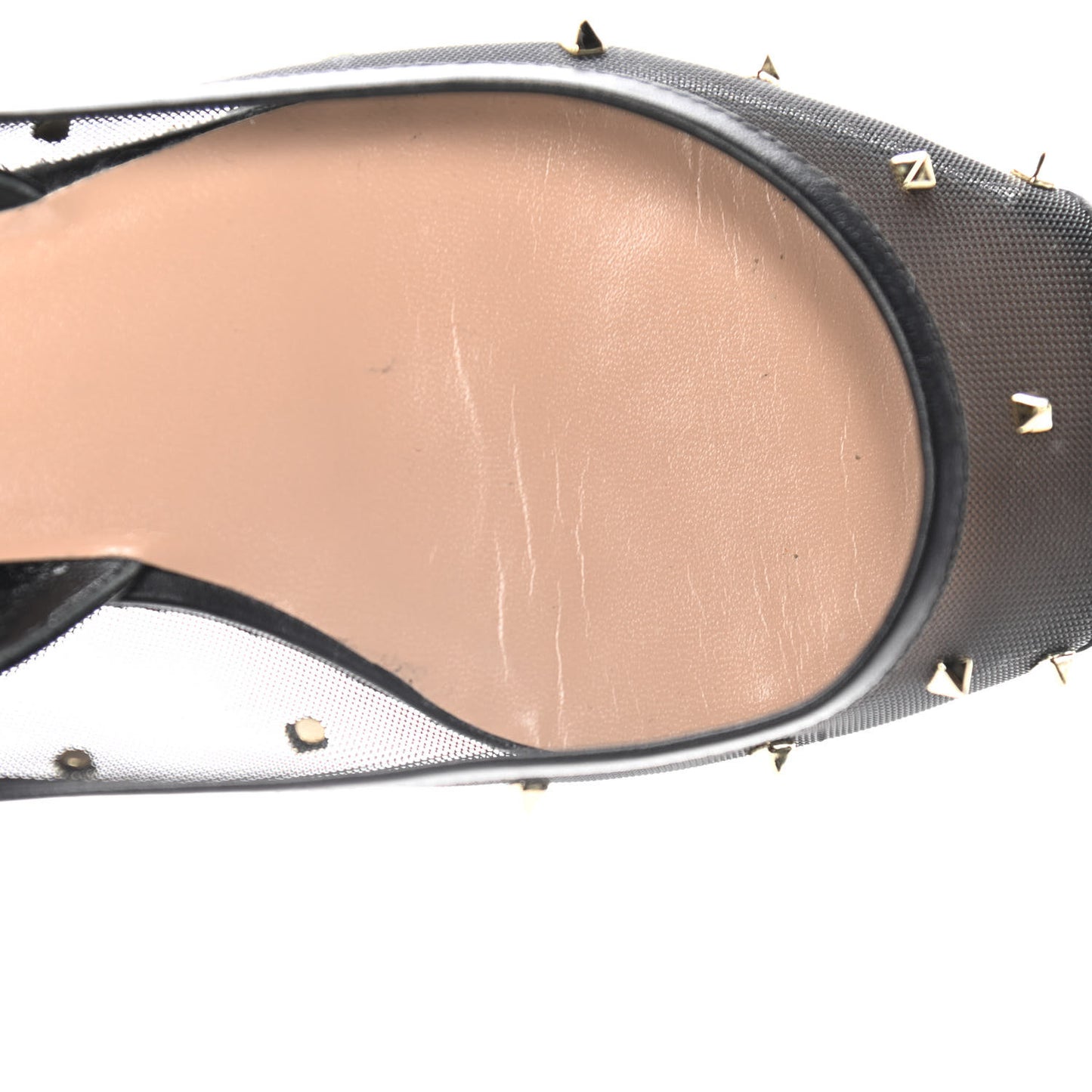 Mesh Shining Rockstud Slingback Flats 35.5 Black