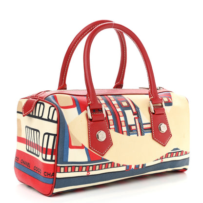 Chanel Coated Canvas Le Train Boston Bag Red 3 of 17