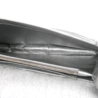 Balenciaga Metallic Arena Calfskin Logo Matelasse Large BB Flap Chain Shoulder Bag Argent 5 of 9