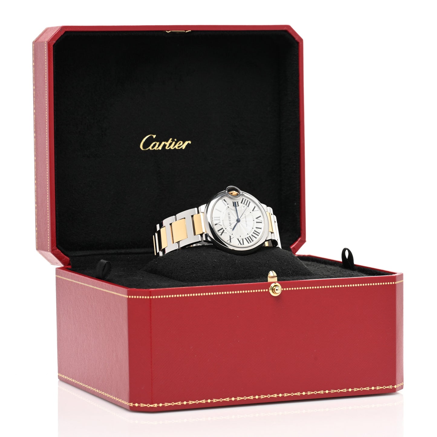 Stainless Steel 18K Yellow Gold 36mm Ballon Bleu De Cartier Automatic Watch