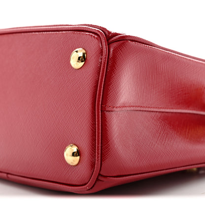 Prada Saffiano Vernice Mini Galleria Double Zip Tote Scarlatto 9 of 9