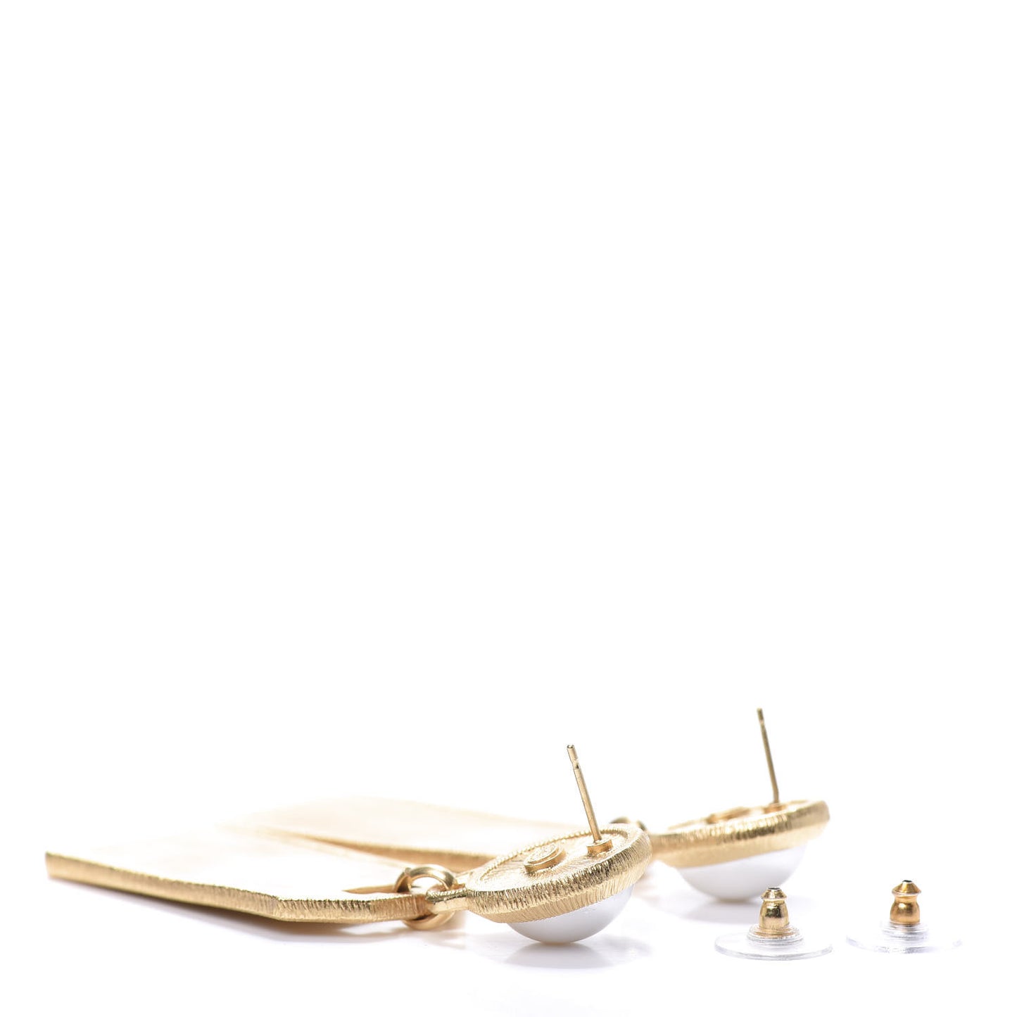 Pearl CC Tags Drop Earrings Gold