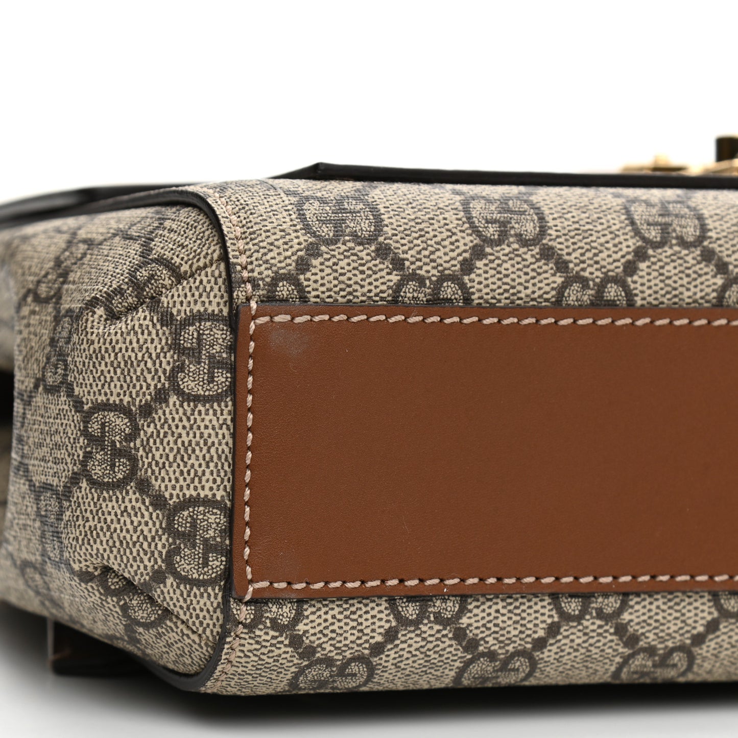 GG Supreme Monogram Calfskin Padlock Slip Pocket Shoulder Bag Beige Cuir