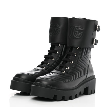 Gucci Nappa Frances GG Matelasse Platform Combat Boots 38.5 Black 3 of 9