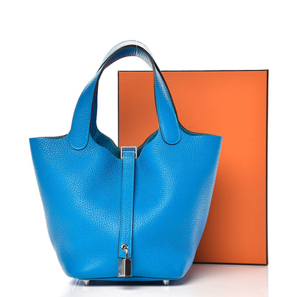 Hermes Taurillon Clemence Picotin Lock 18 PM Bleu Zanzibar 11 of 11