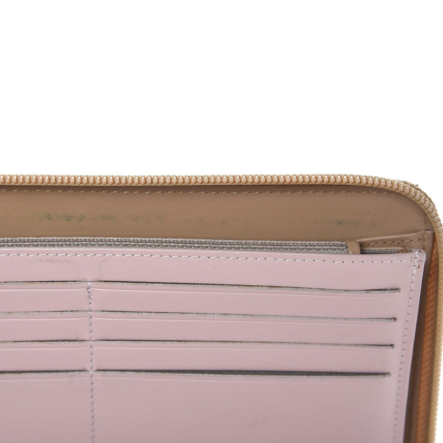 Metallic Aged Calfskin Quilted Palette Large Zip Around Organizer Wallet Gold