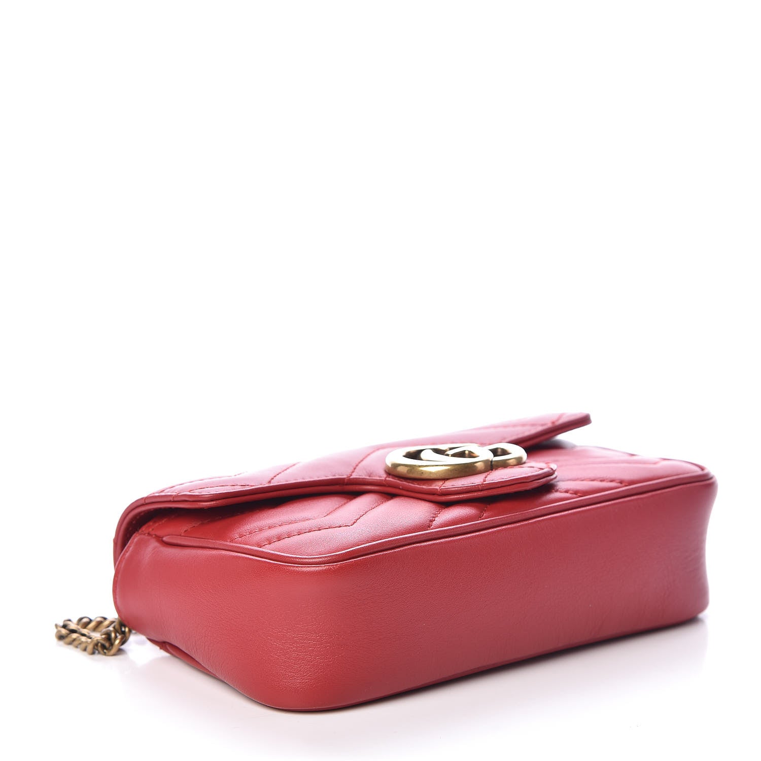 Gucci Calfskin Matelasse Super Mini GG Marmont Shoulder Bag Hibiscus Red 4 of 11