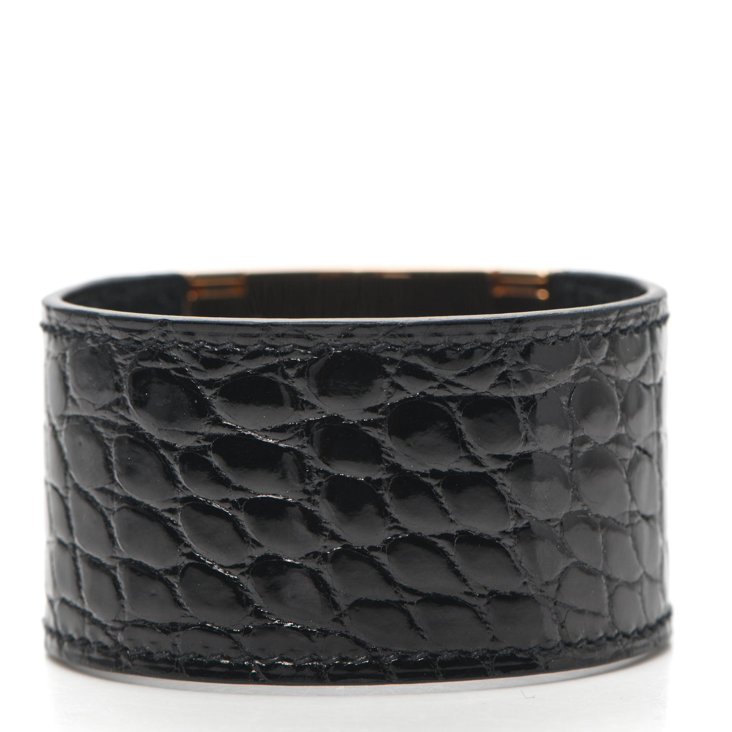 18K Rose Gold Shiny Crocodile Diamond Kelly Bracelet Noir