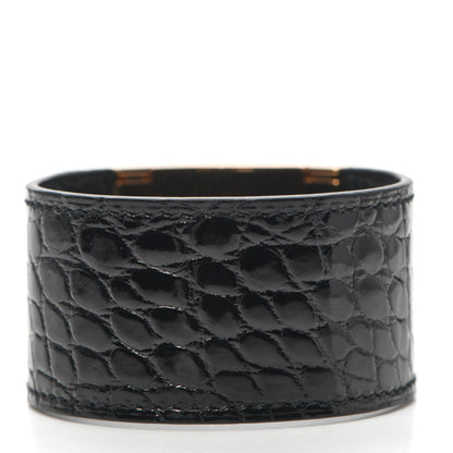 Hermes 18K Rose Gold Shiny Crocodile Diamond Kelly Bracelet Noir 3 of 5