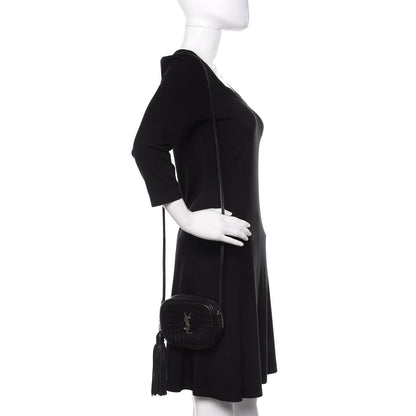 Saint Laurent Calfskin Crocodile Embossed Monogram Blogger Bag Black 2 of 9