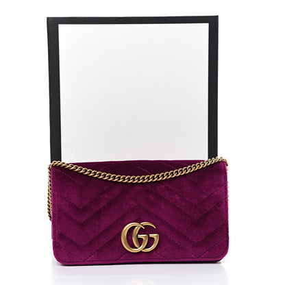 Gucci Velvet Matelasse GG Marmont Mini Bag Fuchsia Violet Cyclamen 12 of 12