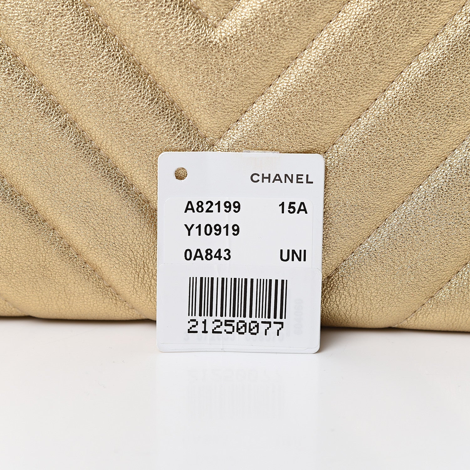 Chanel Metallic Calfskin Chevron Quilted Large Cosmetic Case Light Gold 9 of 9