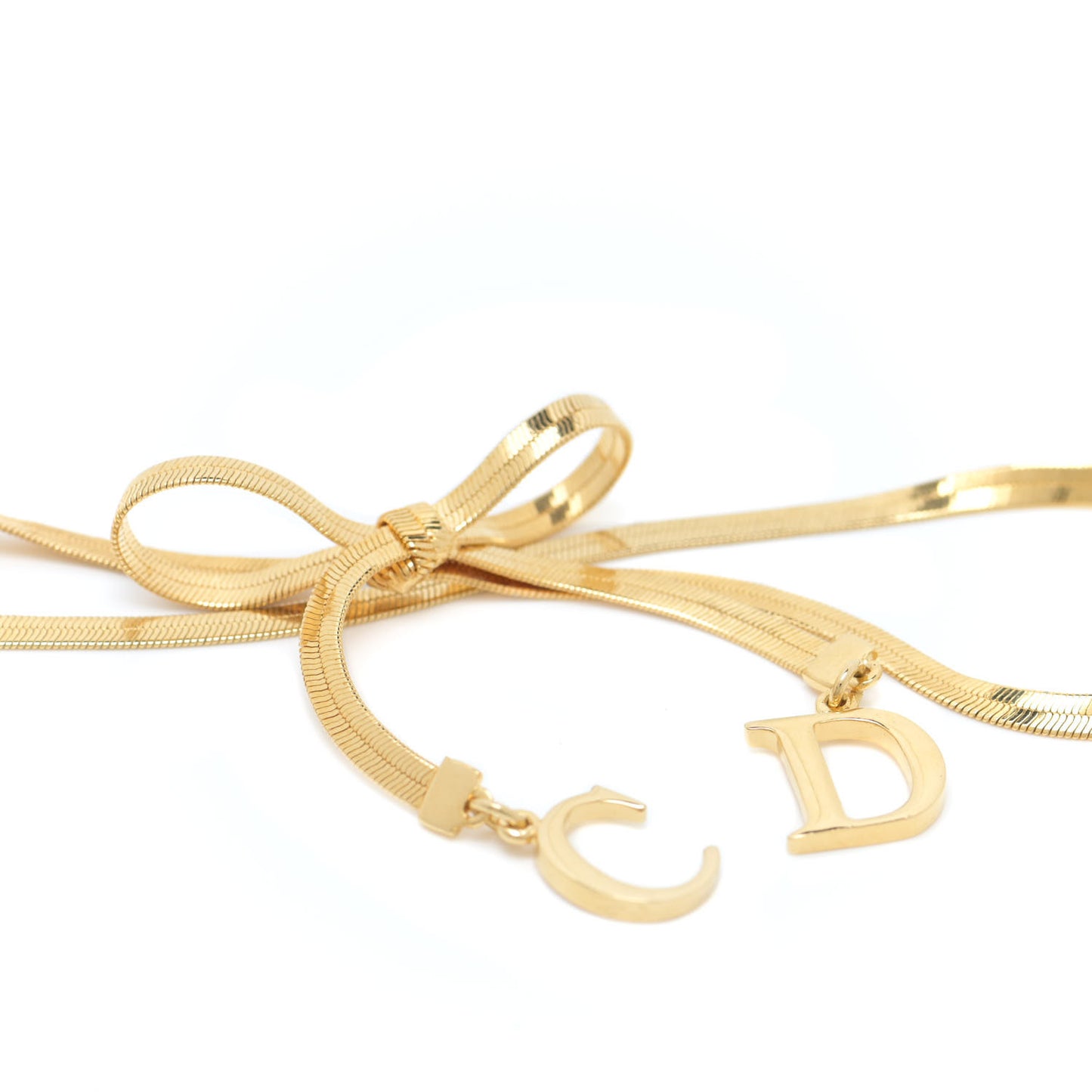Bow CD Necklace Gold
