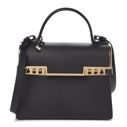 Delvaux Grained Calfskin MM Metal Frame Tempete Satchel Black 1 of 10