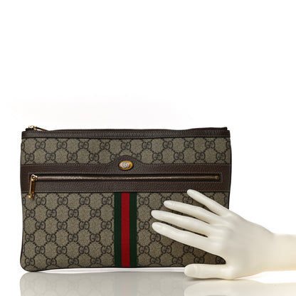 Gucci GG Supreme Monogram Large Ophidia Pouch Clutch Brown 2 of 10