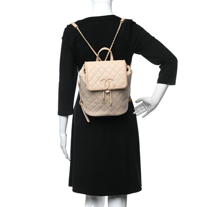Chanel Caviar Quilted Filigree Backpack Beige 2 of 9