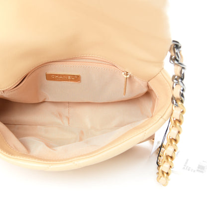 Chanel Shiny Goatskin Quilted Medium 19 Flap Beige 5 of 10