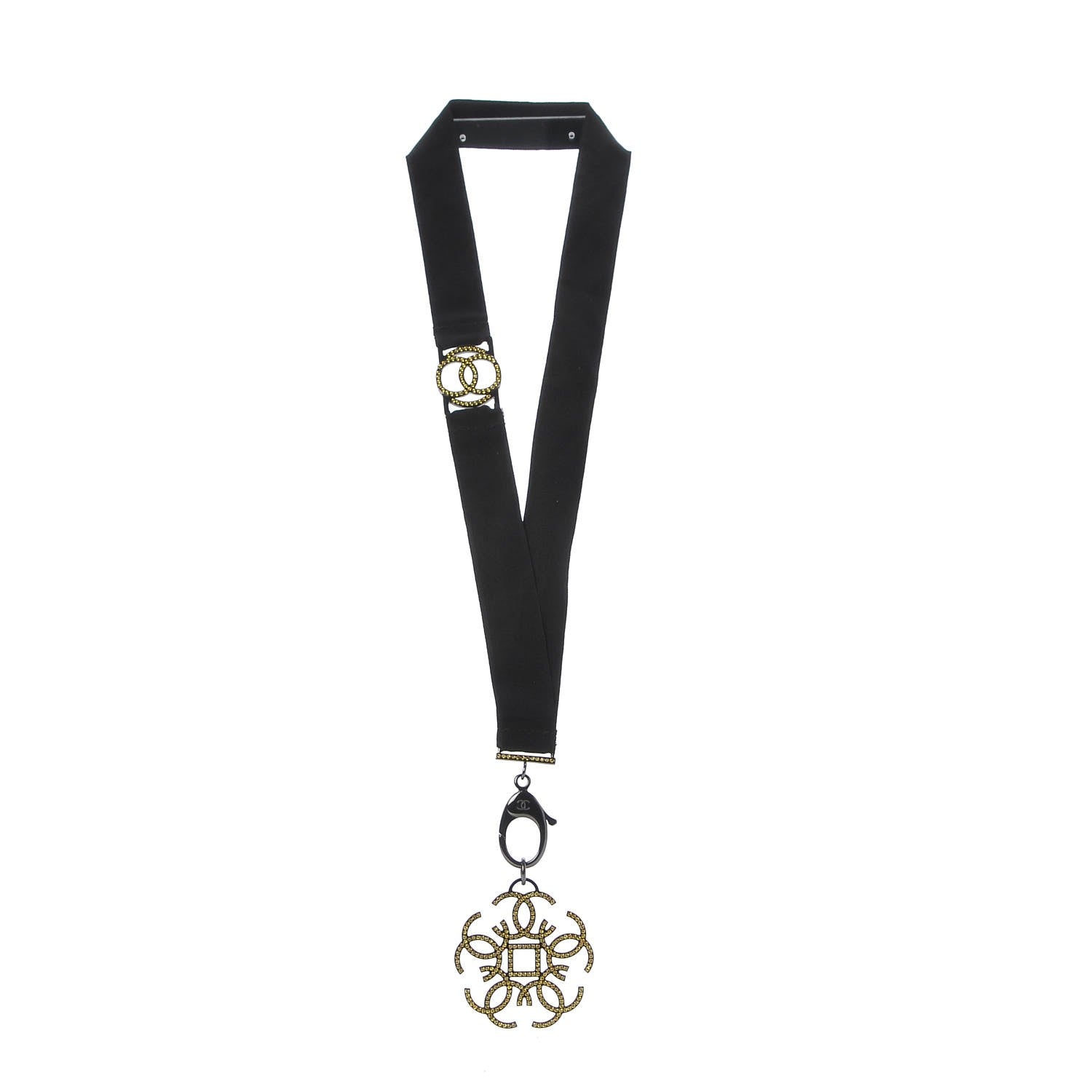 Chanel Crystal CC Lanyard Necklace Black Yellow Ruthenium 1 of 5