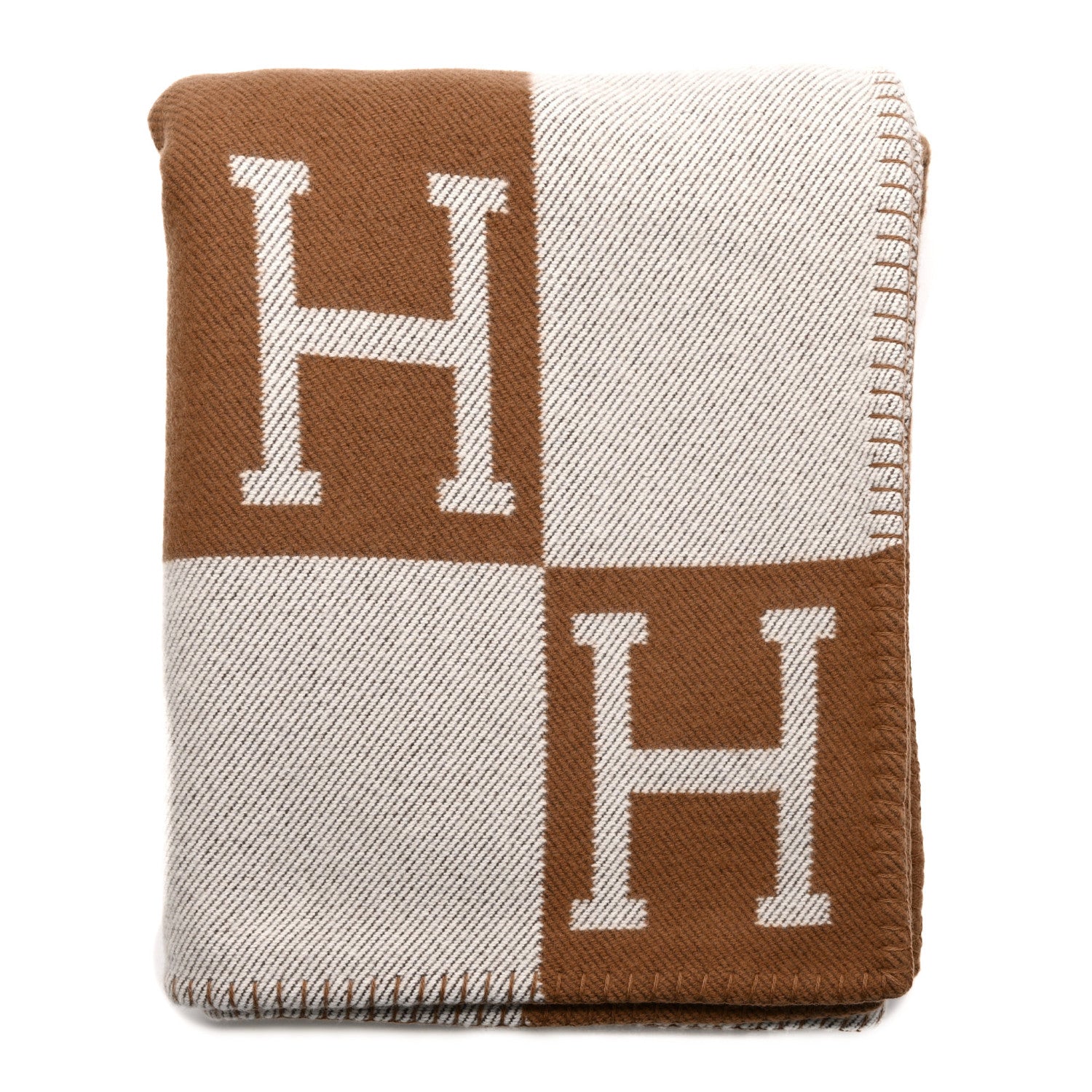 Hermes Wool Cashmere Avalon Blanket Ecru Camel 1 of 3