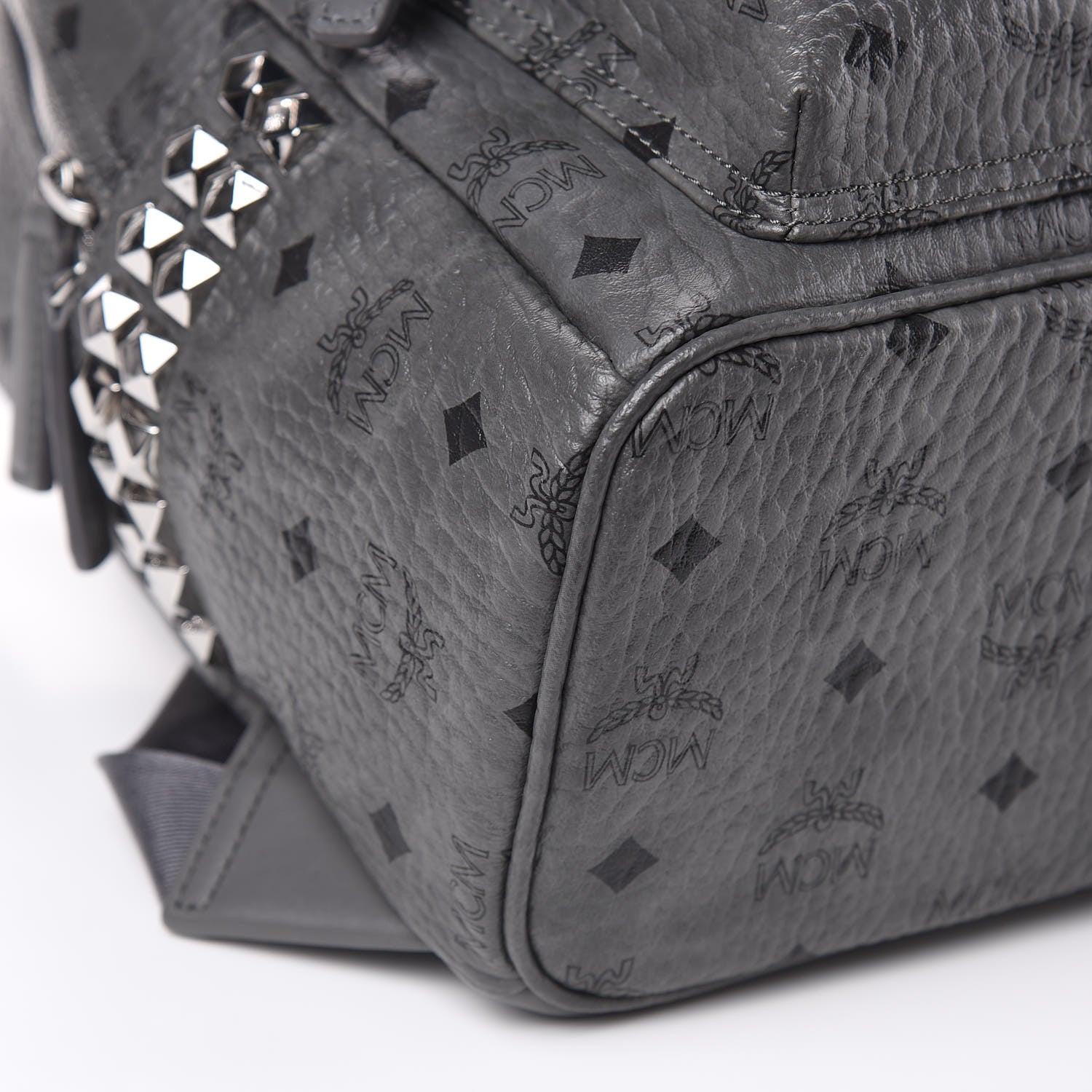 MCM Visetos Small Side Stud Stark Backpack Phantom Grey 8 of 9