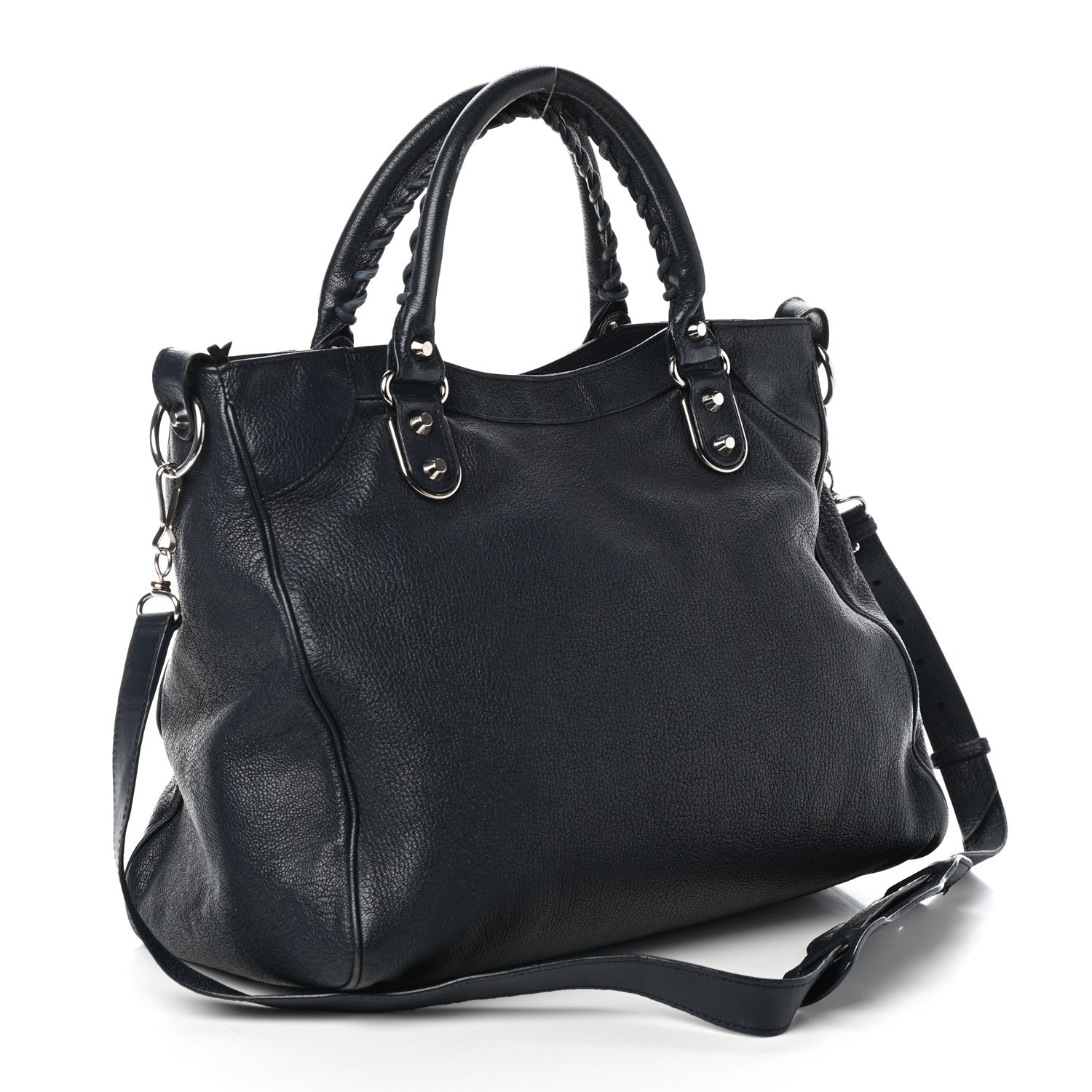 Balenciaga Chevre Silver Metallic Edge Hardware Velo Bleu Nuit Dark Sea 3 of 12