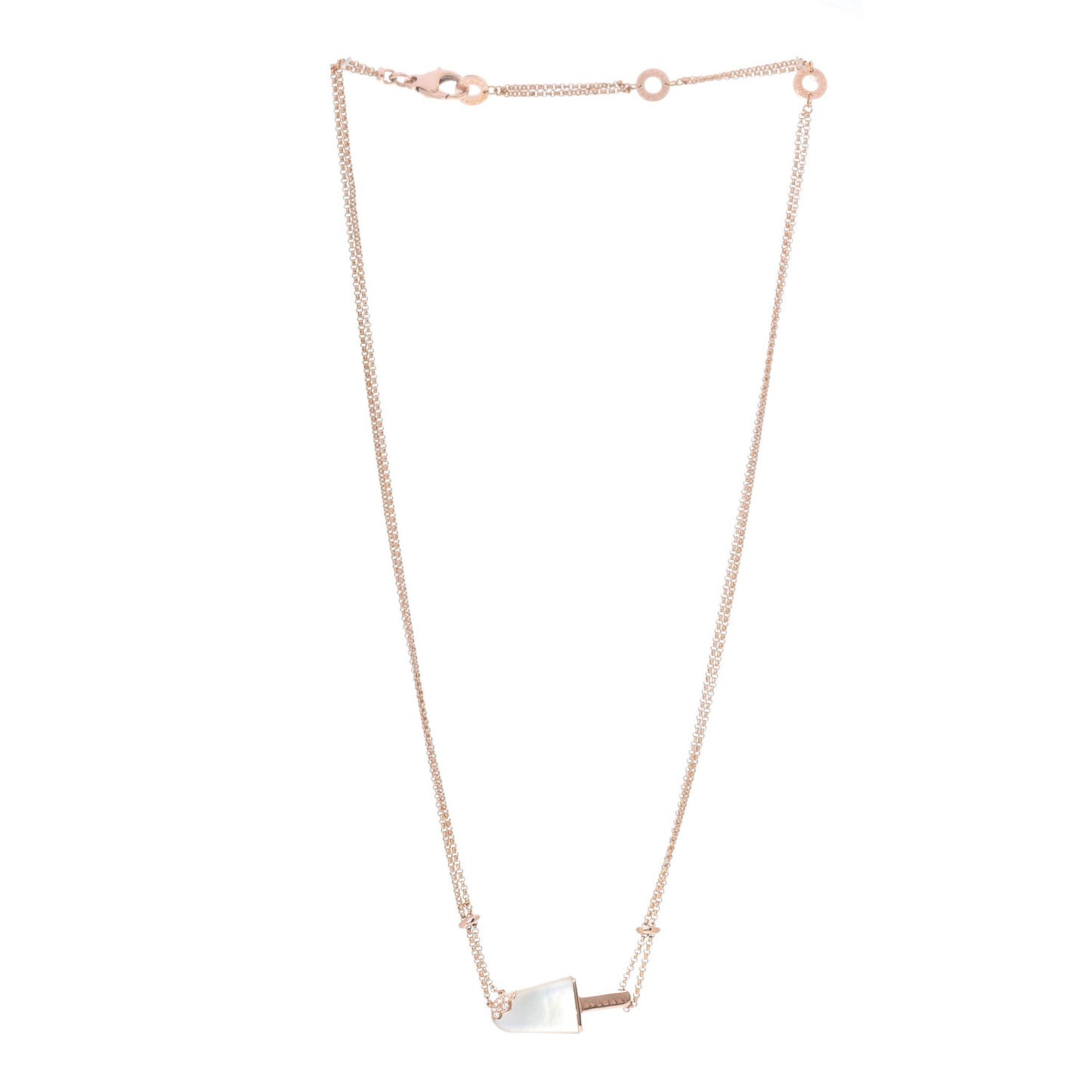 18K Rose Gold Diamond Mother of Pearl Gelati Necklace