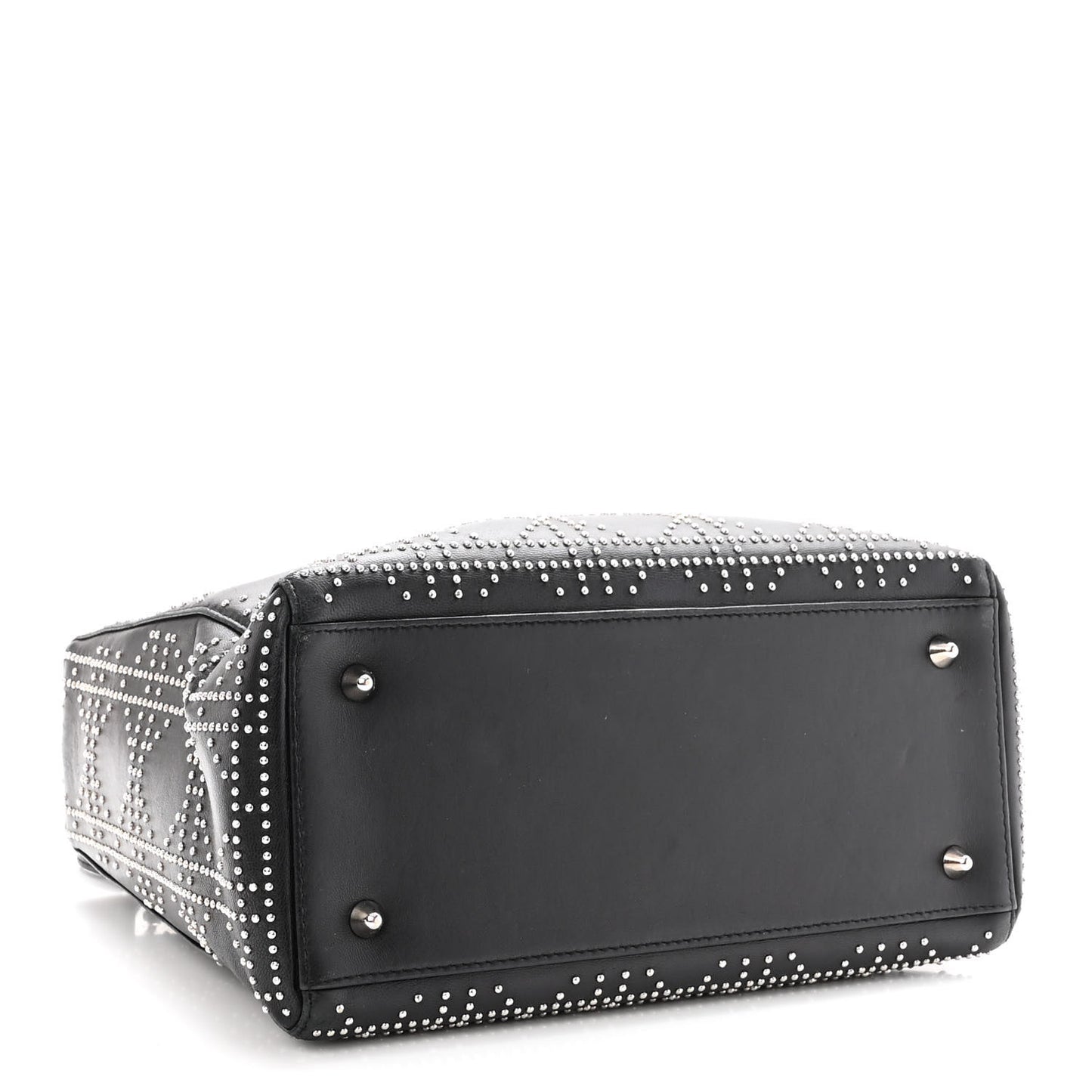 Lambskin Studded Cannage Medium Lady Dior Black