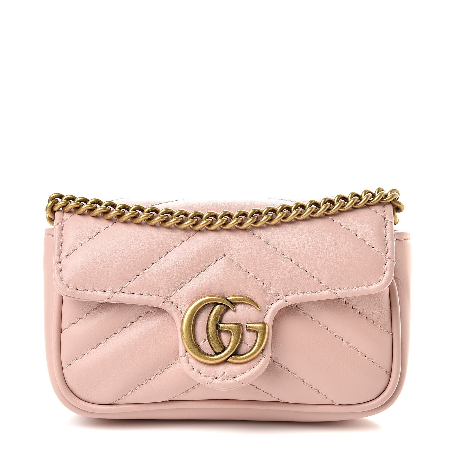 Gucci Calfskin Matelasse Heart GG Marmont 2.0 Coin Purse On A Chain Perfect Pink 1 of 8