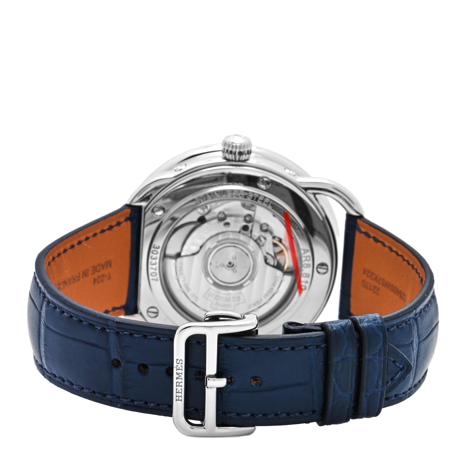 Hermes Stainless Steel Alligator 43mm Arceau Grande Lune Automatic Watch Bleu Abysse 3 of 5
