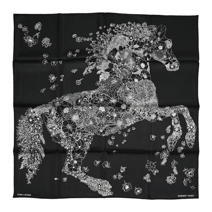 Hermes Silk Twill Robe Legere Scarf 90 Black White 1 of 6
