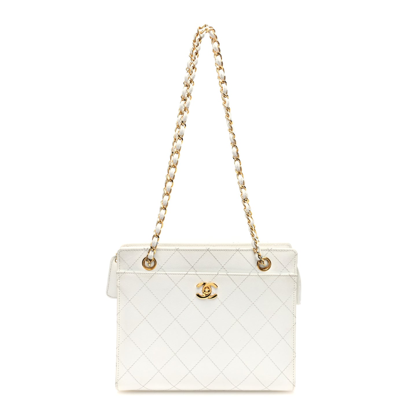 Caviar Quilted Shoulder Bag White