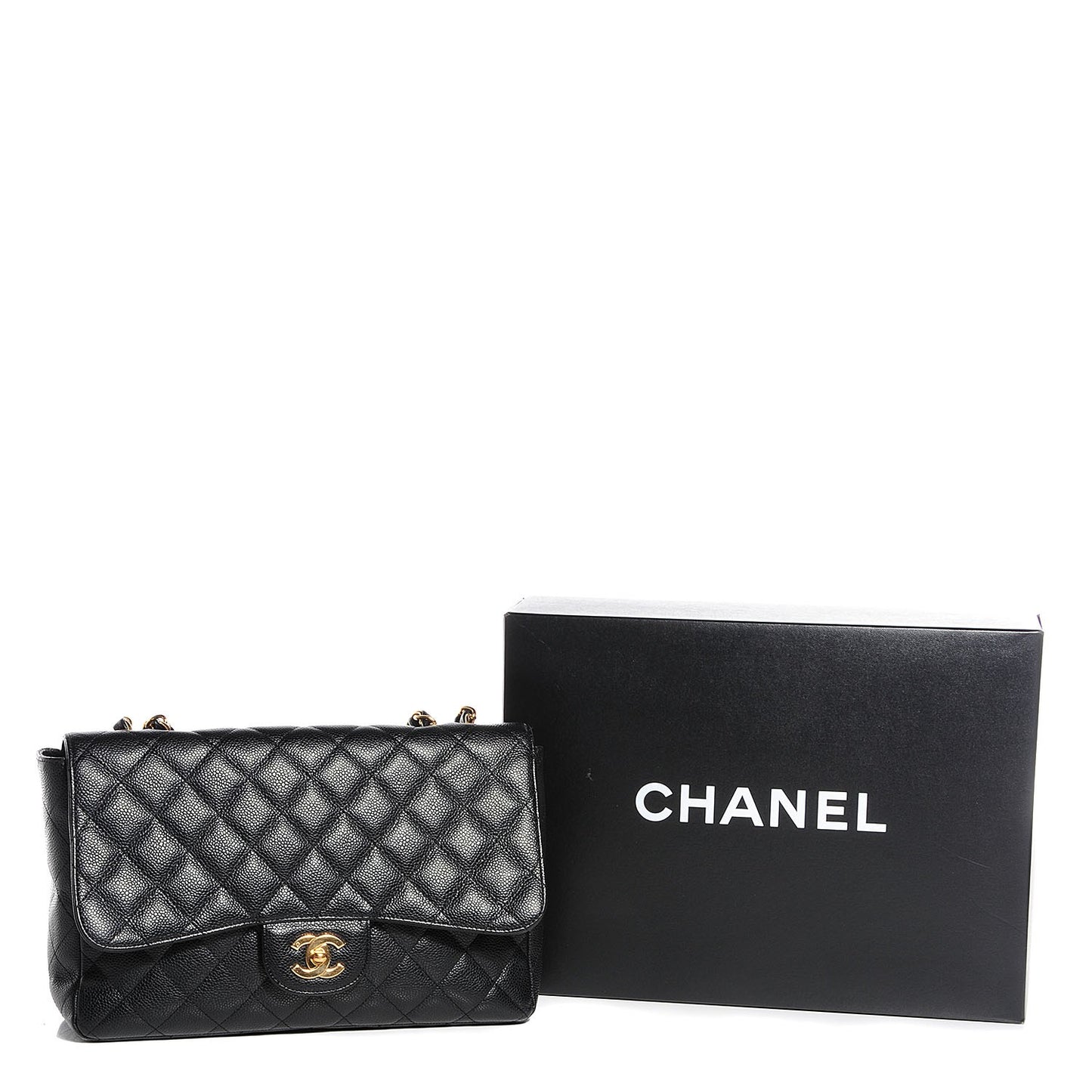 Caviar Jumbo Single Flap Black