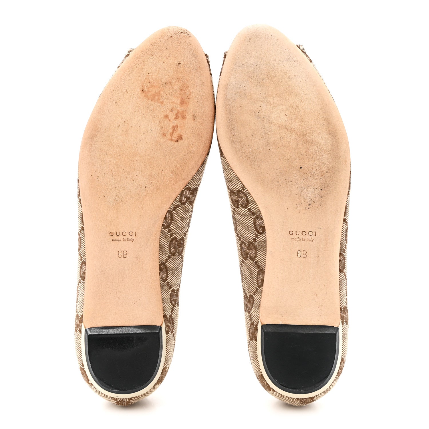 Gucci Monogram Miro Soft Calfskin Womens Horsebit Peep Toe Flats 6 Beige Ebony Mystic White 6 of 10