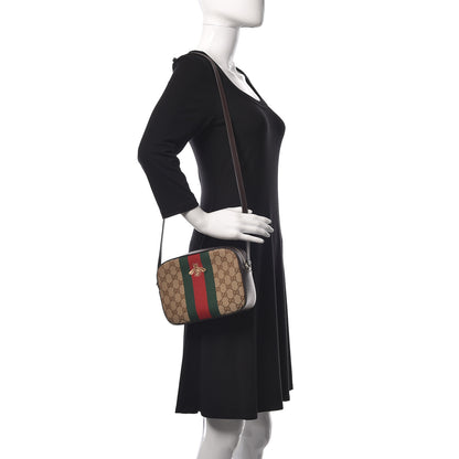 Gucci GG Supreme Monogram Web Small Webby Bee Shoulder Bag Dark Brown 2 of 9