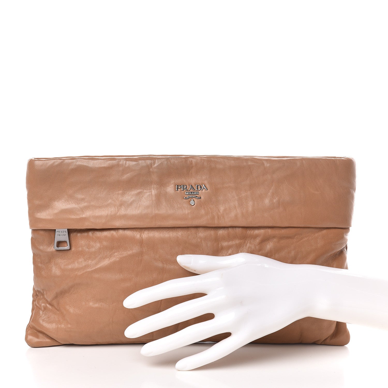 Prada Nappa Zip Clutch Cannella 2 of 8