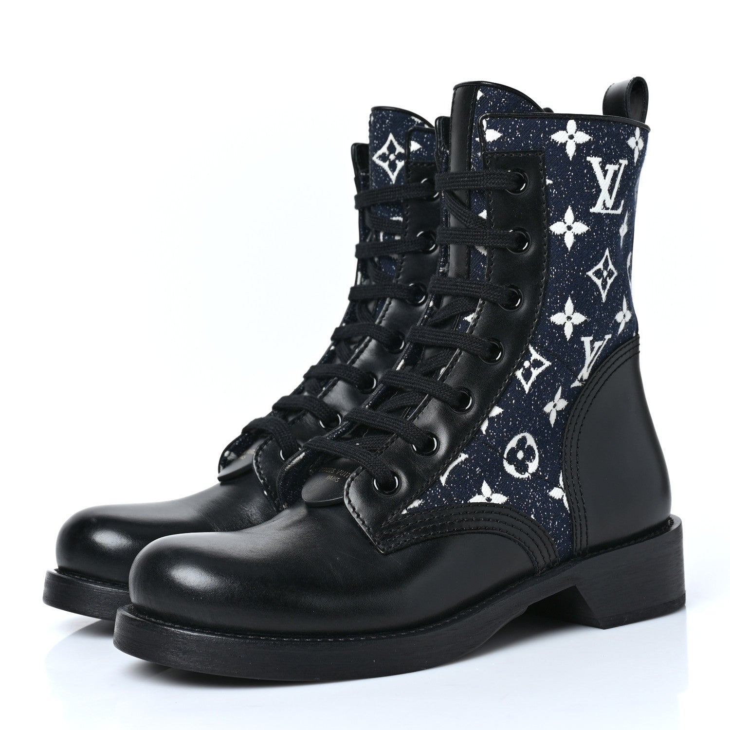 Louis Vuitton Denim Calfskin Metropolis Flat Ranger Boot 39 Navy Blue 3 of 8