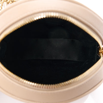 Saint Laurent SAINT LAURENT Grain De Poudre Matelasse Chevron Quilted Round Vinyle Camera Bag Dark Beige 5 of 11