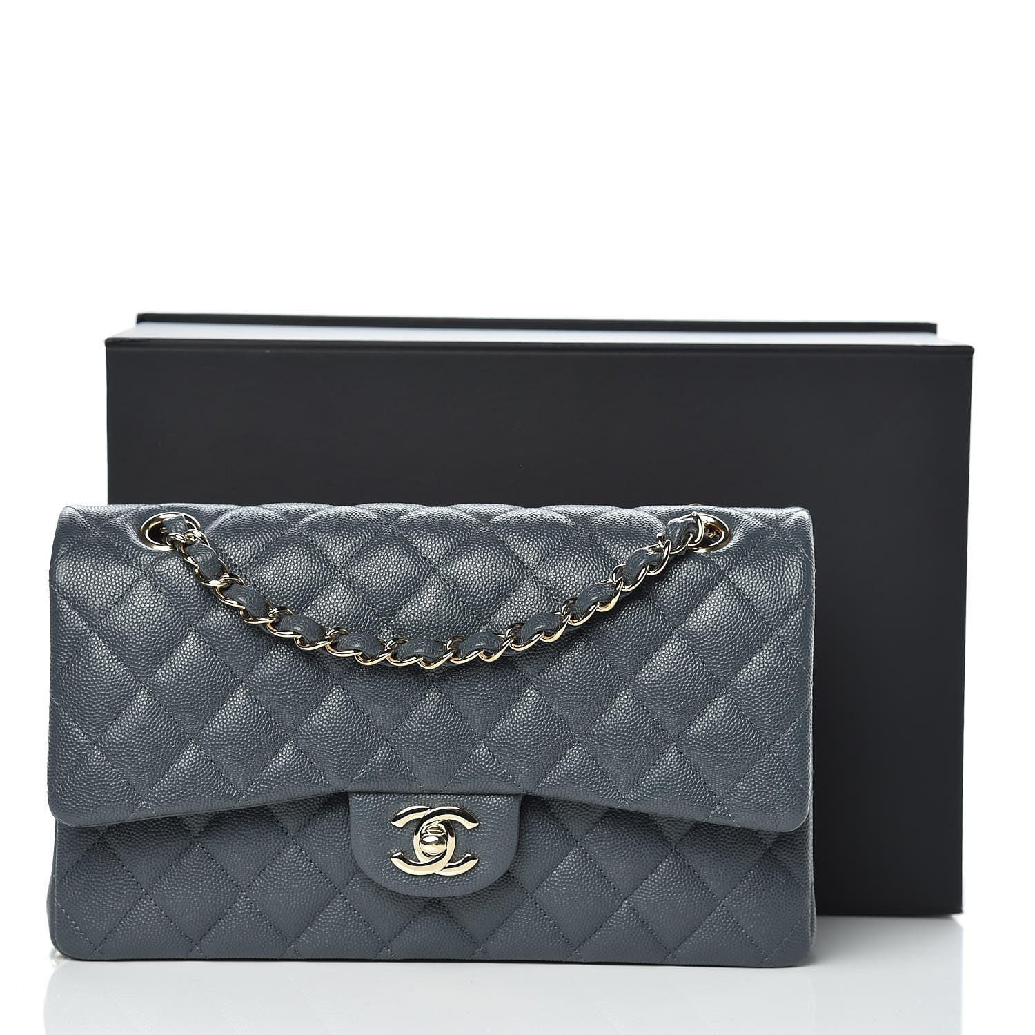Chanel Caviar Quilted Medium Double Flap Dark Grey 11 of 11